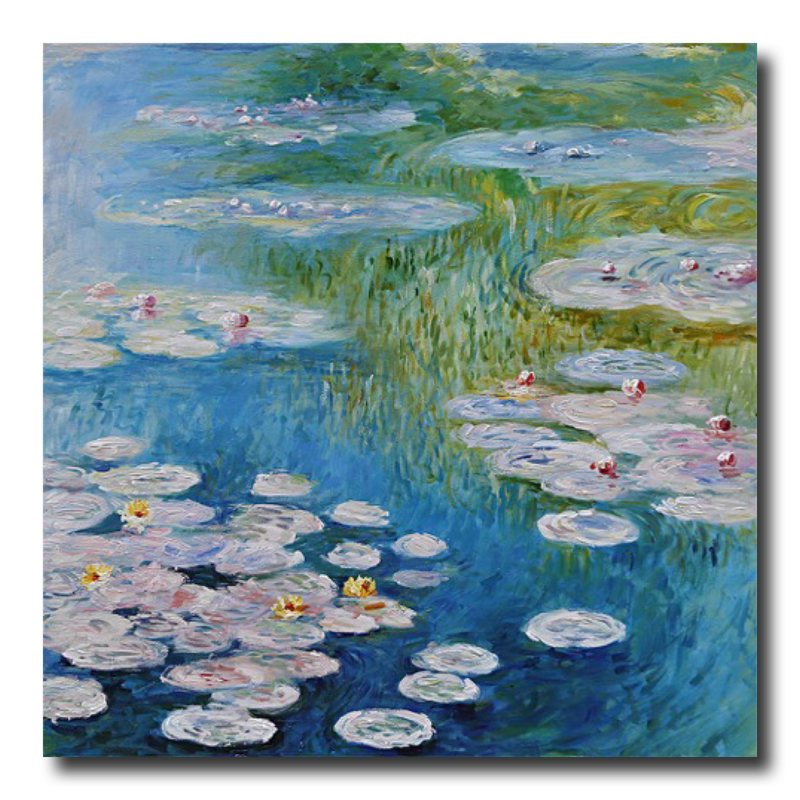 A painting with water lilies