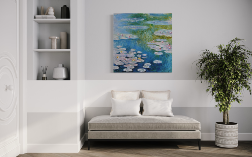 A painting with water lilies