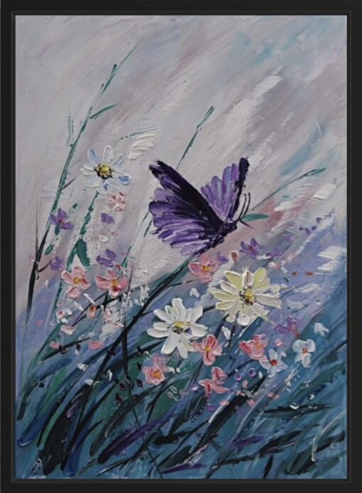 A painting with a butterfly