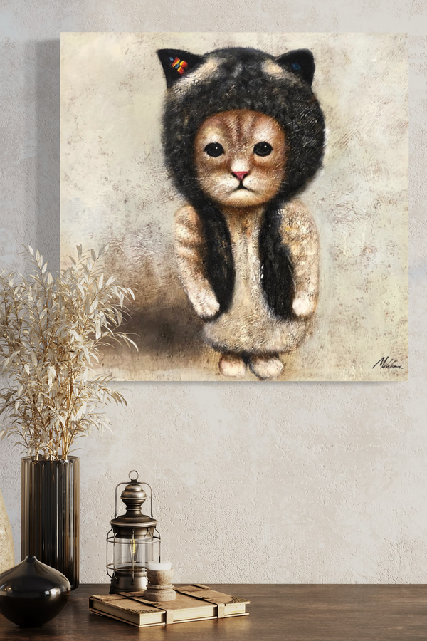 A painting with a cat