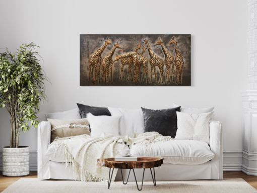 A work of art with giraffes