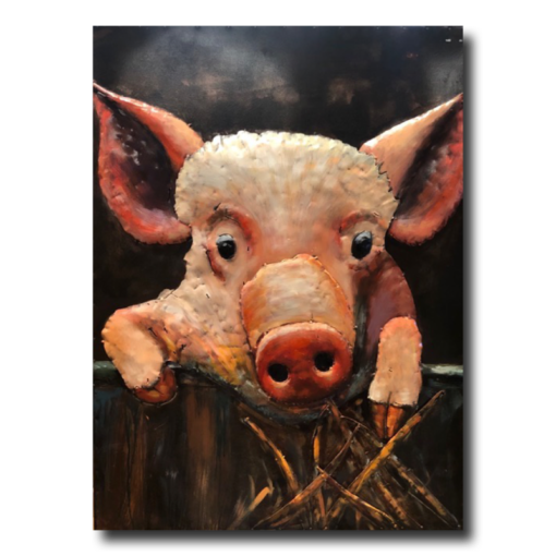 An artwork with a pig