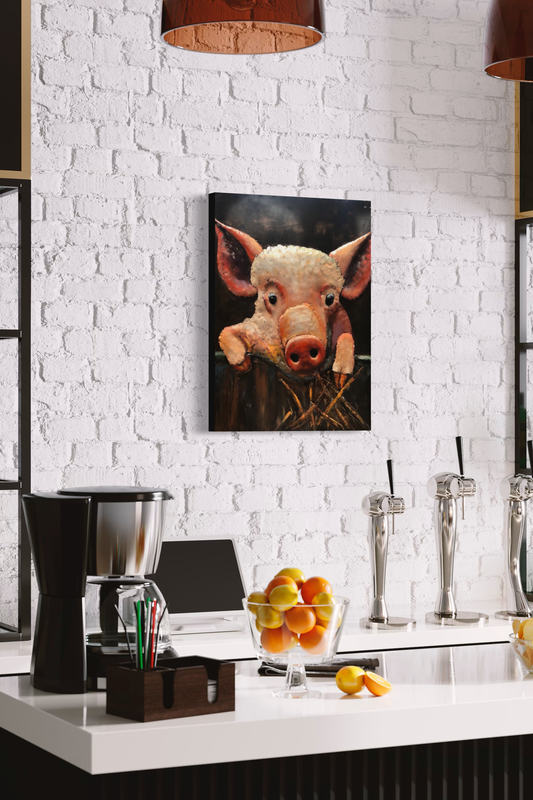 An artwork with a pig