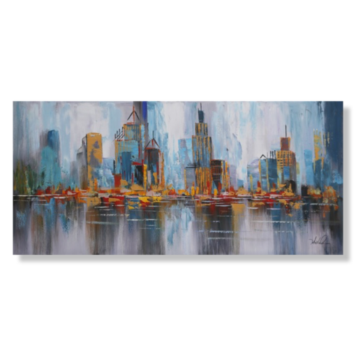 A painting with a skyline