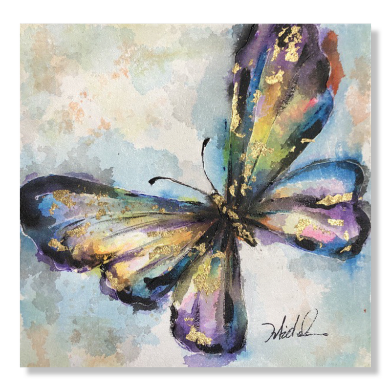 A painting with a butterfly
