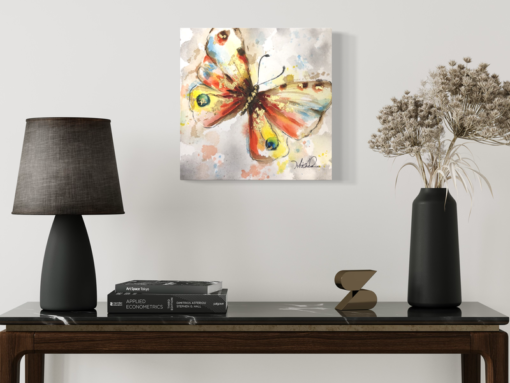 A painting with a butterfly