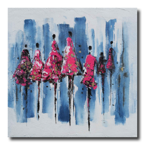 A painting of women in pink dresses