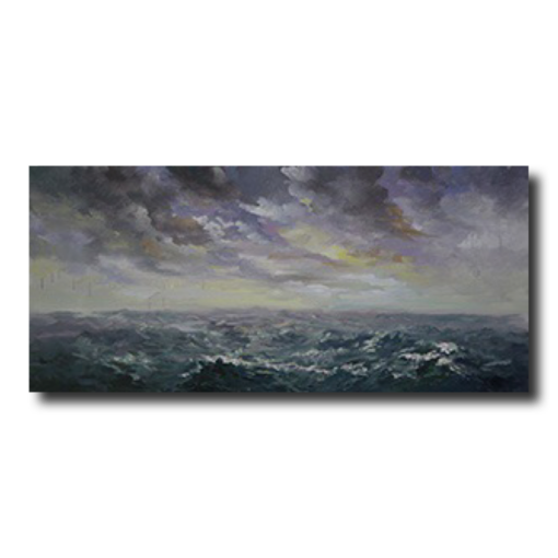 En målning utav ett stormande hav. 