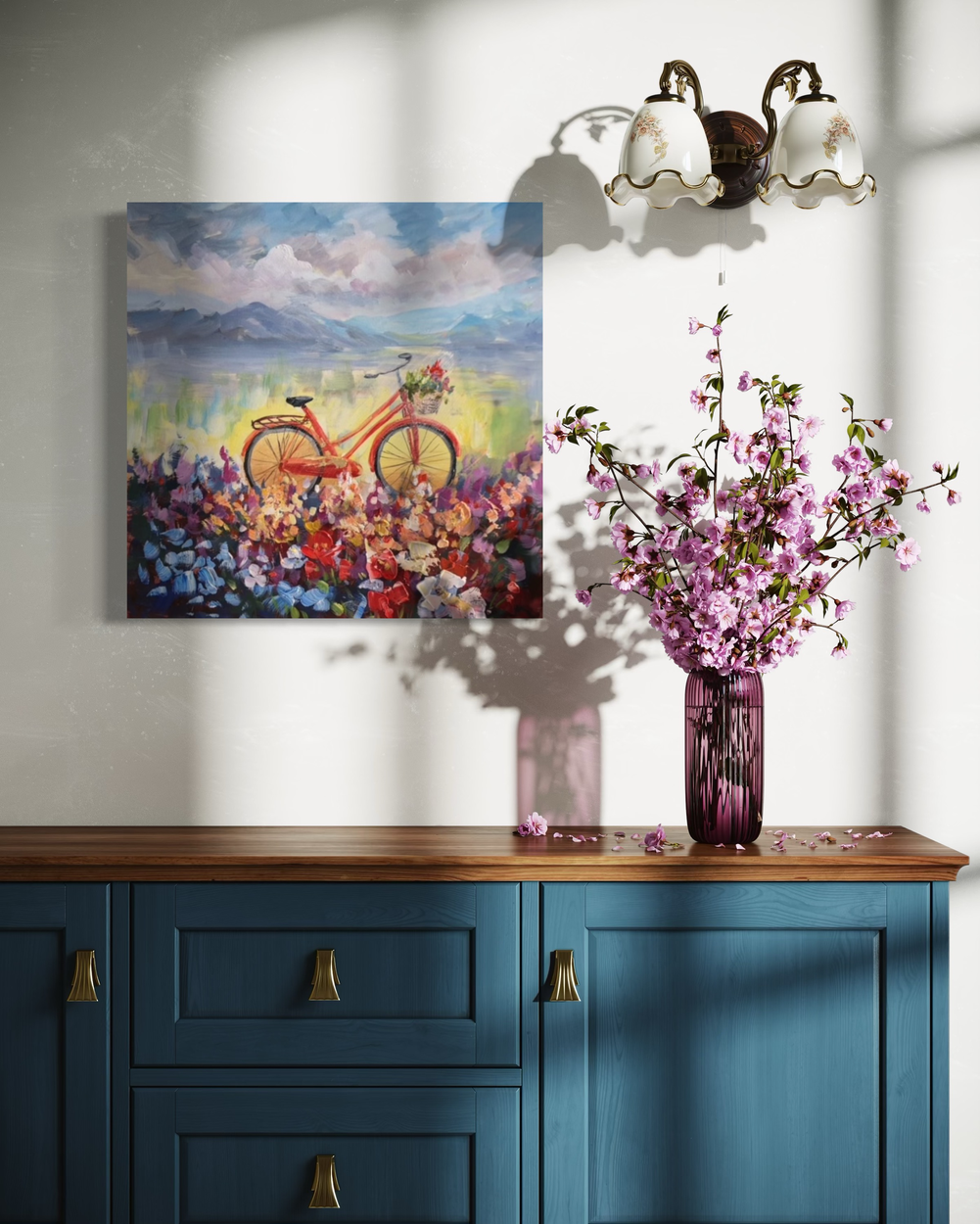 A painting with a bike