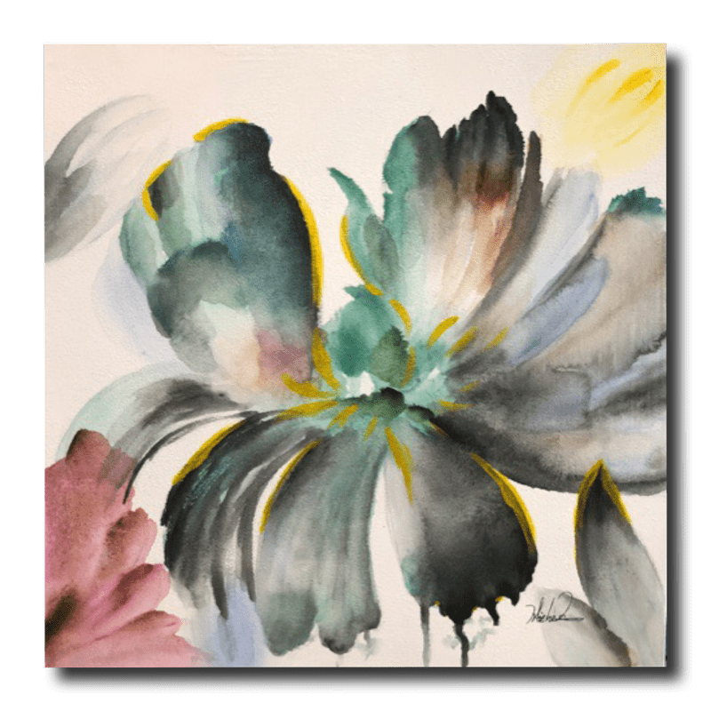 A painting with a flower