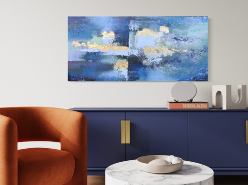 An abstract painting in blue
