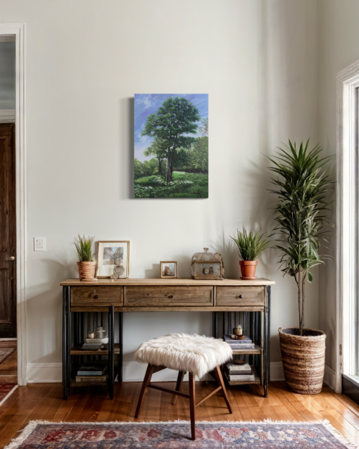 A painting with a tree