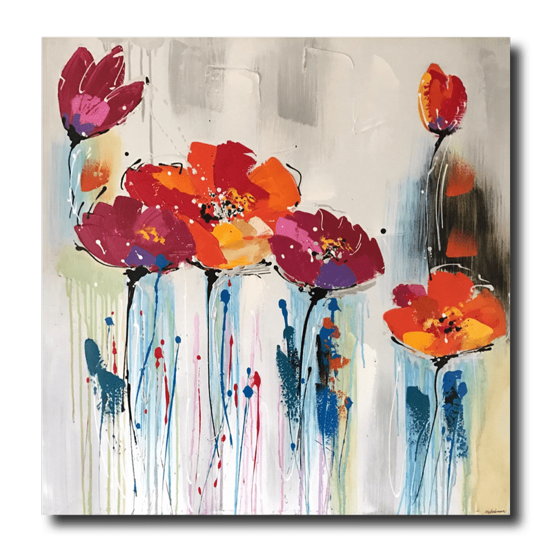 A painting with flowers