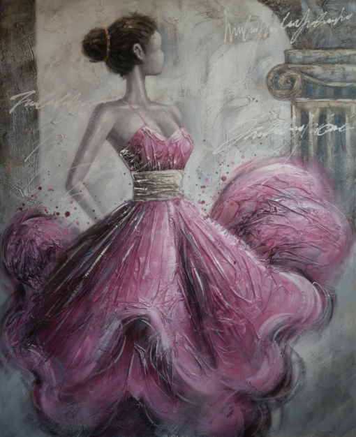 A painting of a woman in a stunning dress