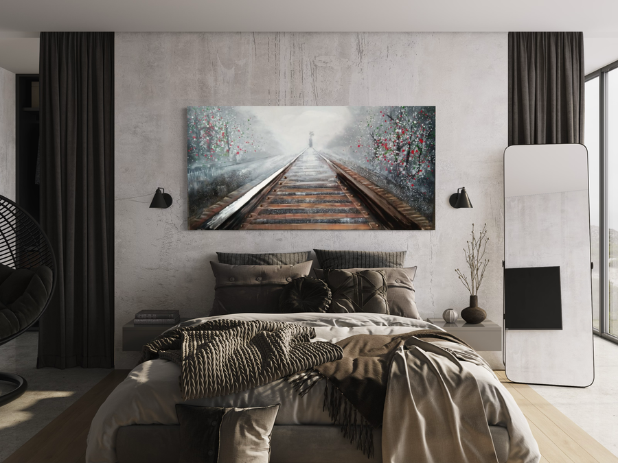 A painting with a train