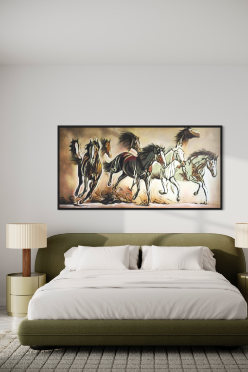 A painting with horses