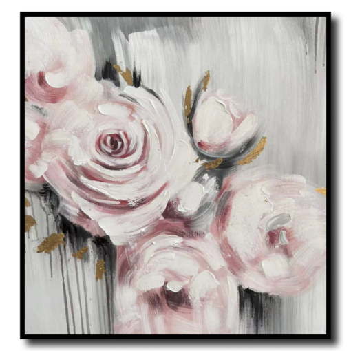A painting with pink roses