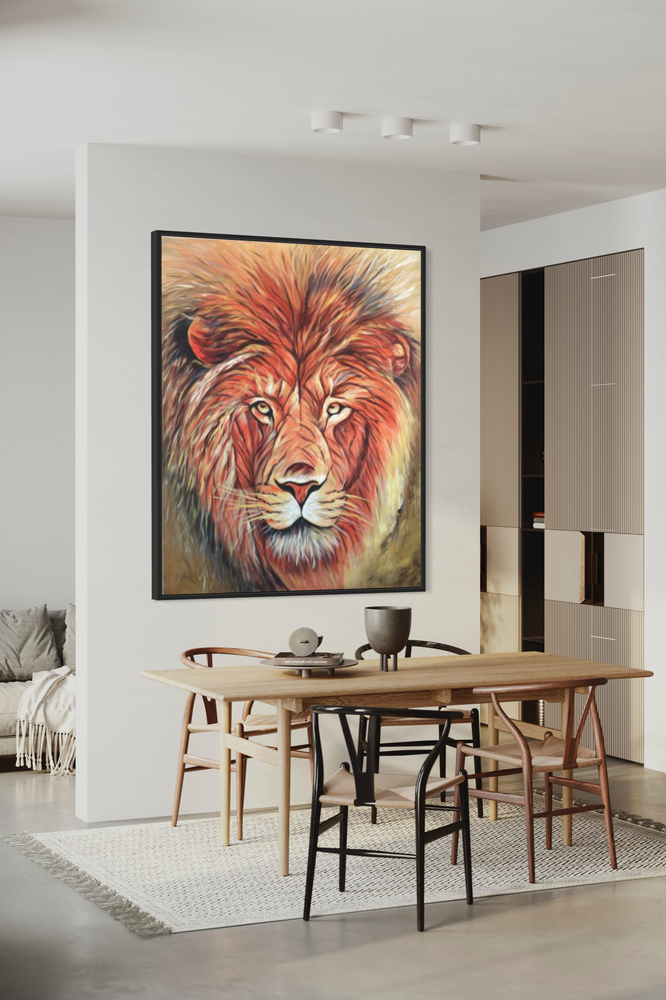 A painting with a lion