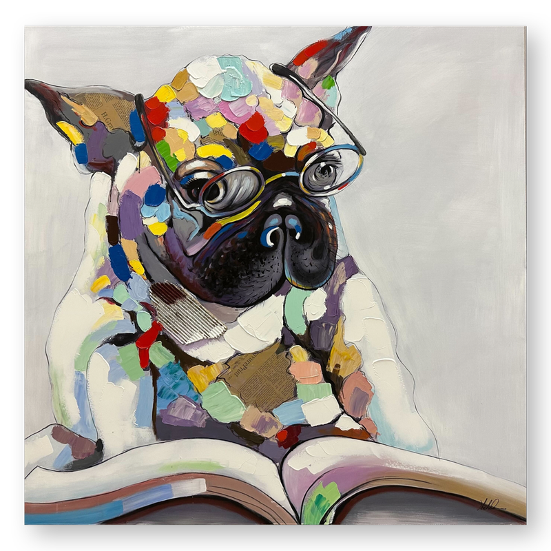 A painting with a French Bulldog