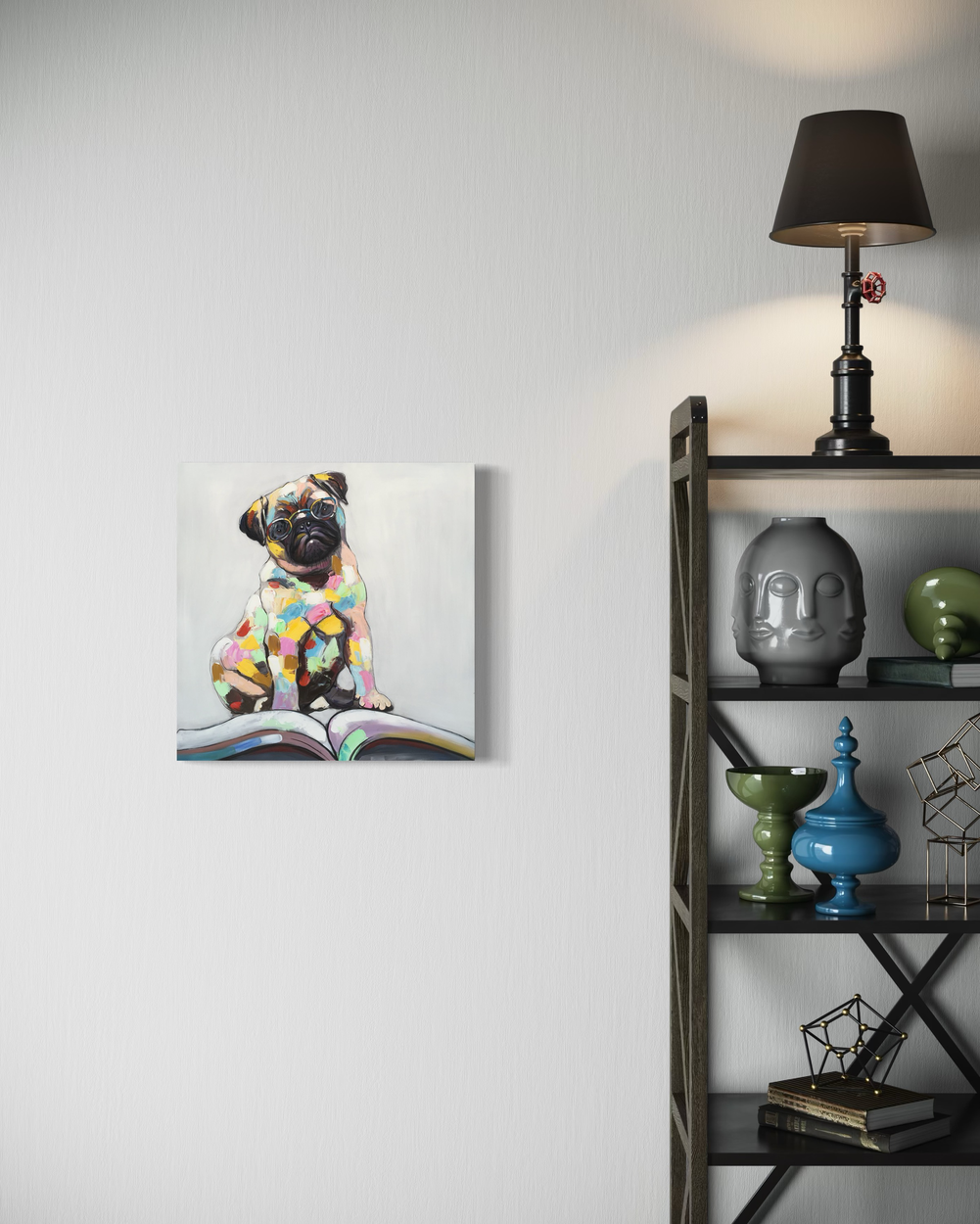 a painting with a pug