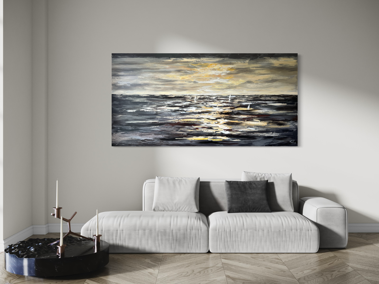 A painting of the sea