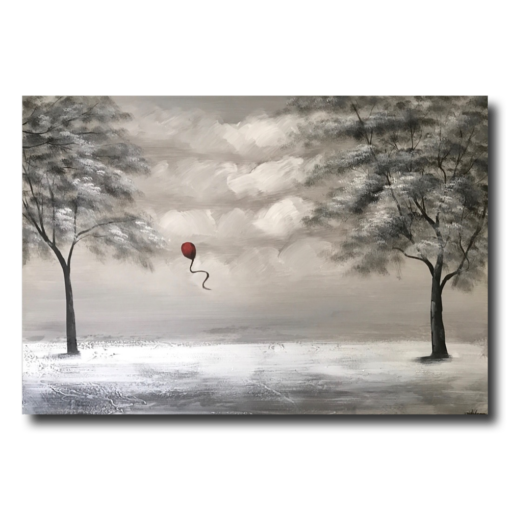A painting with a red balloon