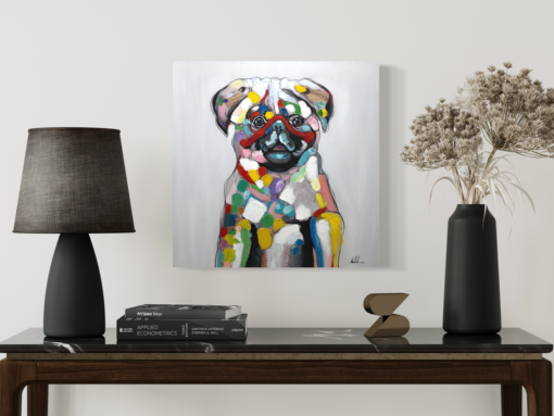 A painting with a dog