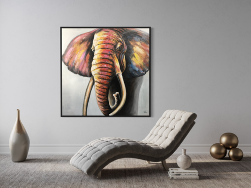 A painting with an elephant