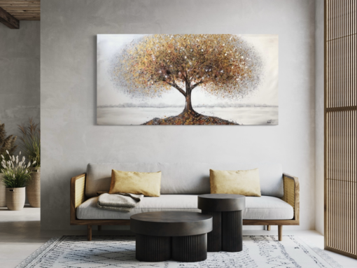 A painting with a tree