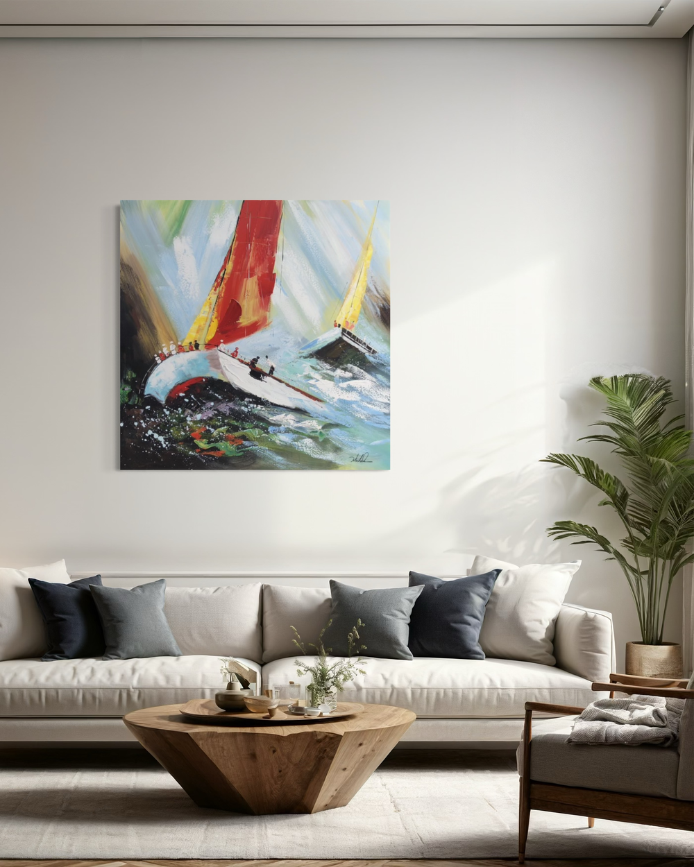 A painting with sailboats