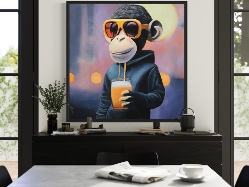 A painting with a monkey