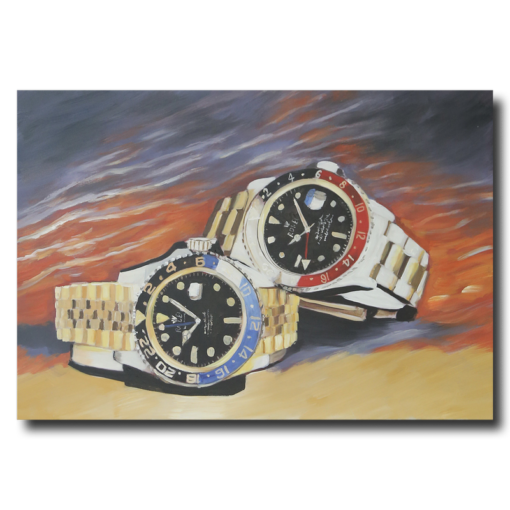A painting with Rolex watches