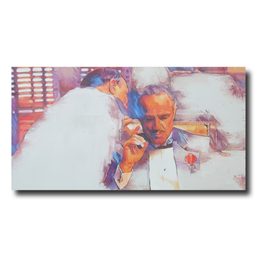 A painting with a scene from The Godfather