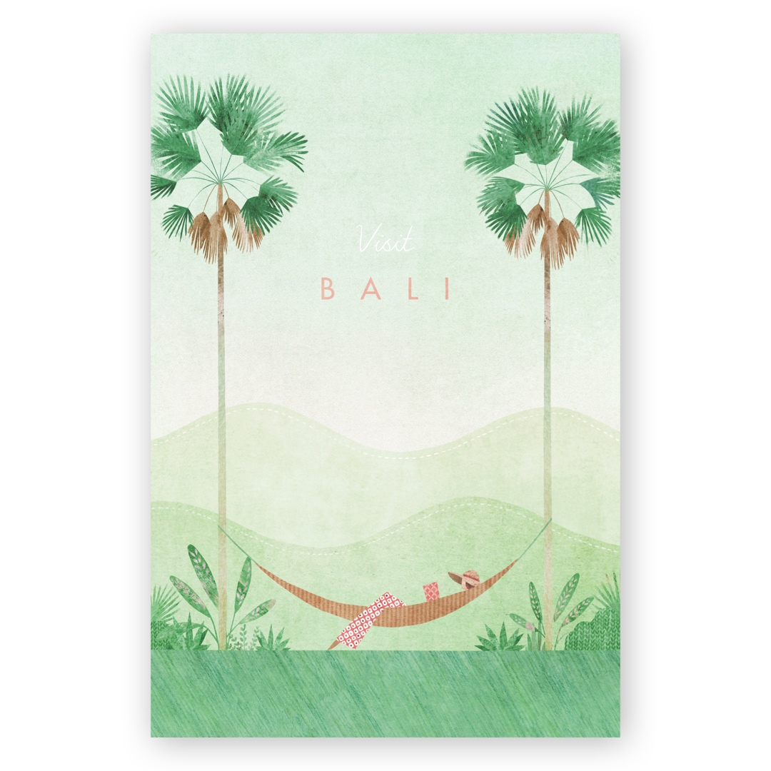 A poster with visit Bali