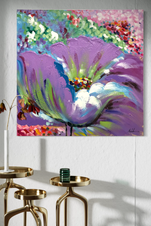 A painting with a flower