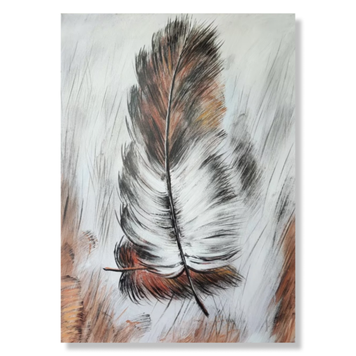 A painting with a feather