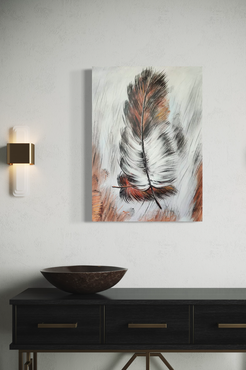 A painting with a feather