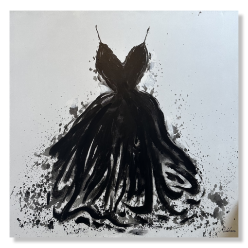 A painting with a dress