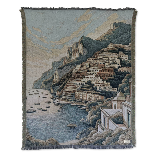 A wall hanging with a view of Capri