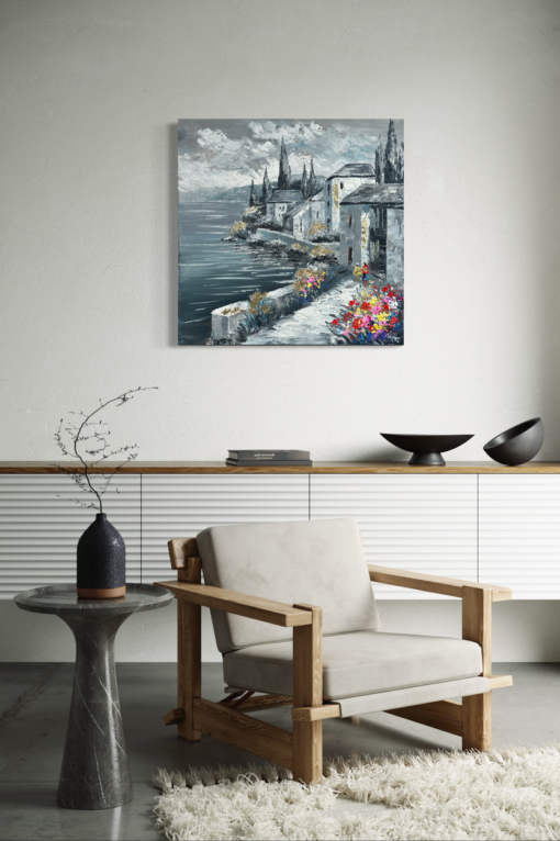 A painting with an urban setting on the French Riviera