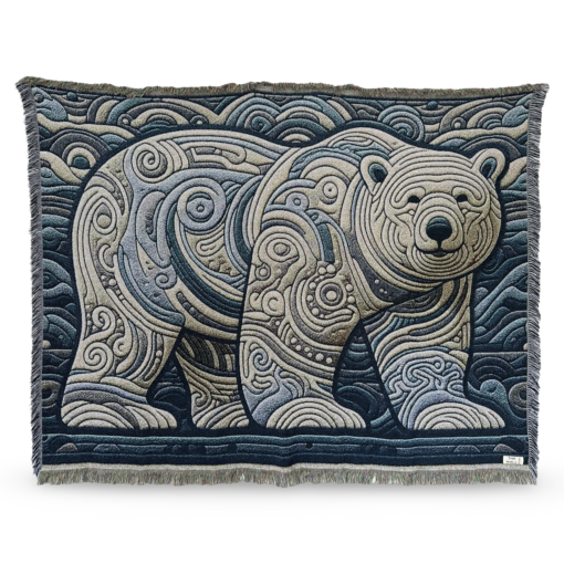 A wall rug with a polar bear