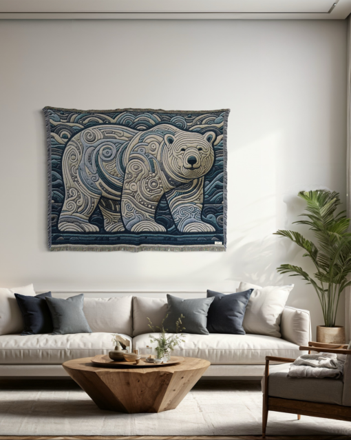A wall rug with a polar bear