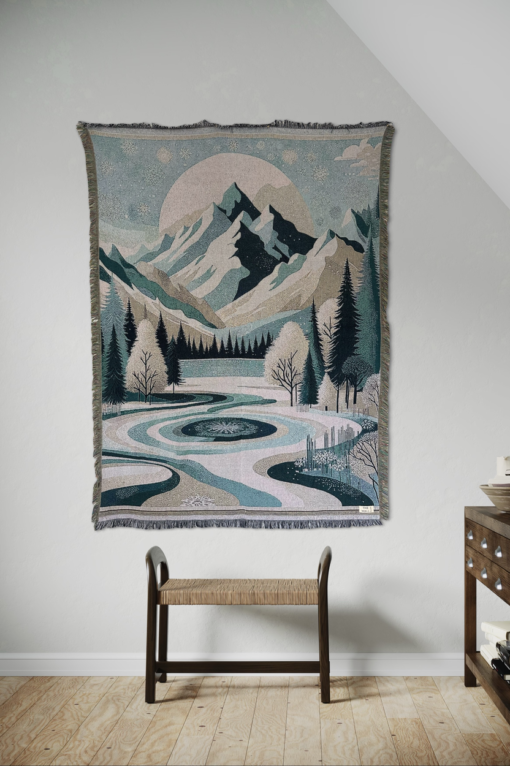 A wall rug with a winter landscape