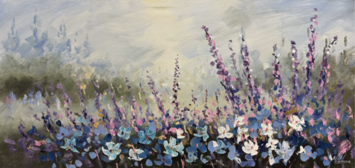 A painting with flowers