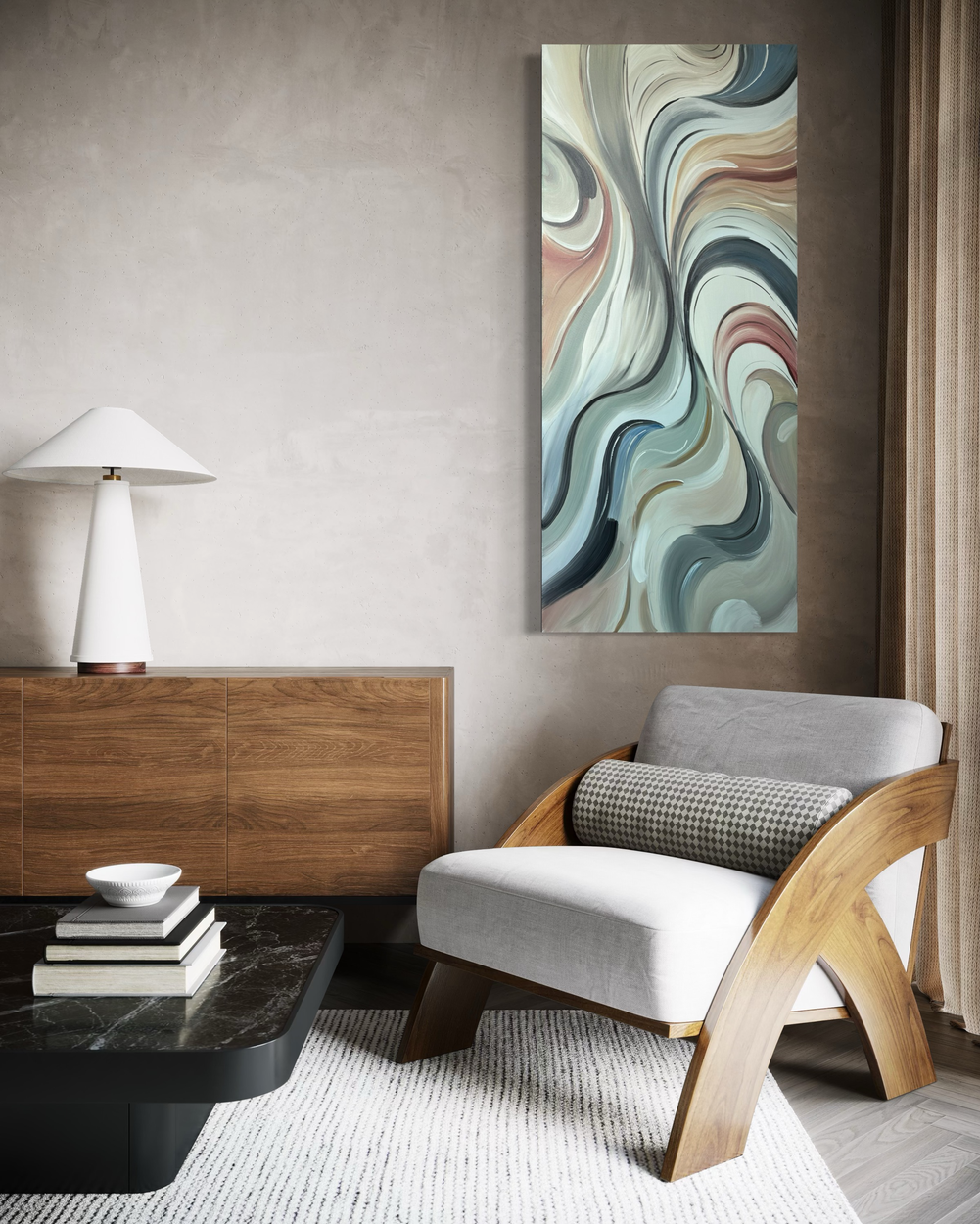 A painting with an abstract motif